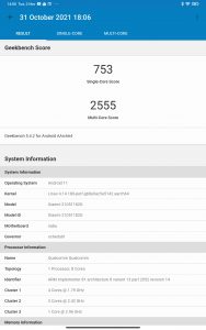 Geekbench Xiaomi Pad 5